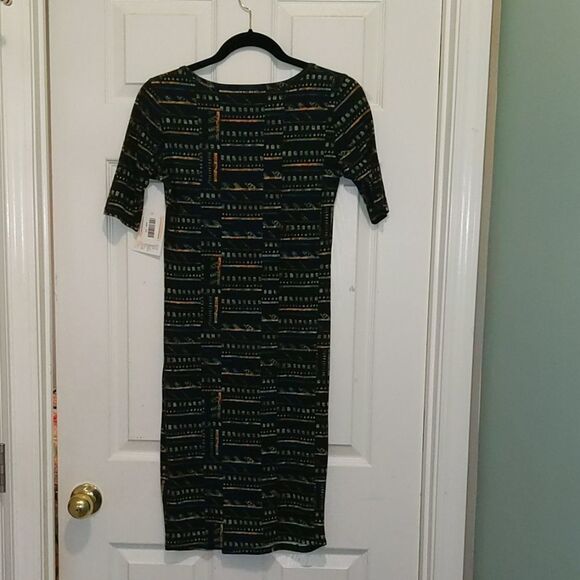 LulaRoe Julia black printed Dress Sz XS NWT - Picture 6 of 6
